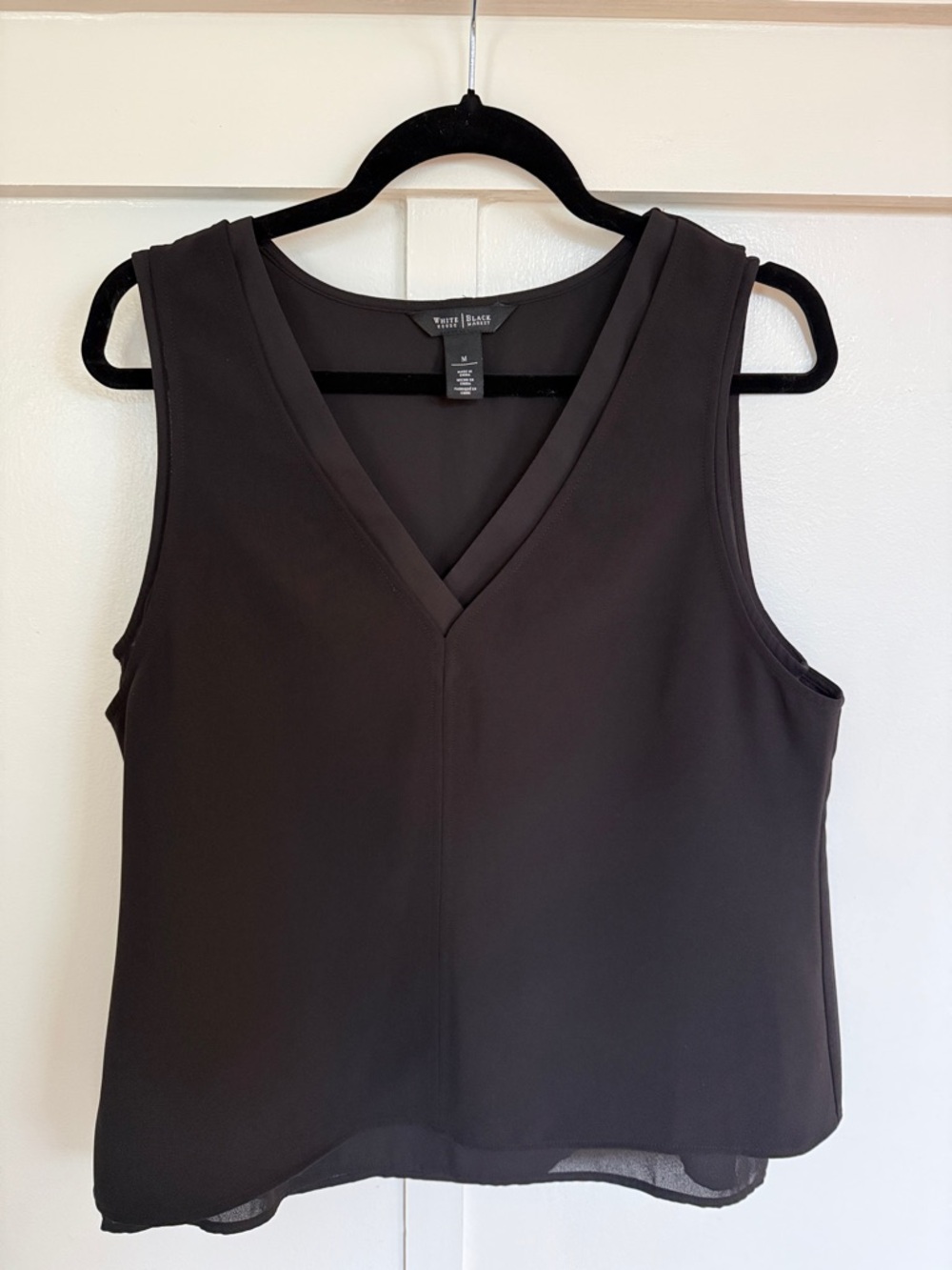 White House Black Market Black V-Neck Sleeveless Top
